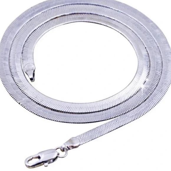 “20” NEW 925 STERLING SILVER SNAKE FLATE NECKLACE, NICE NECKLACE, CUTE NECKLACE - Picture 2 of 6